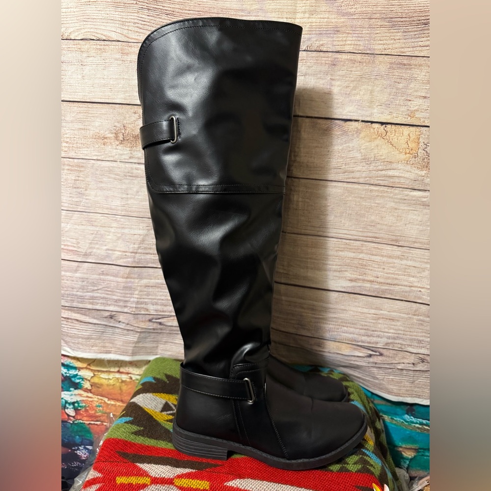 Henry Ferrera Black Knee-High Boots size 8 - Picture 2 of 7
